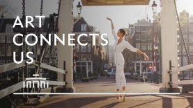 Ballerina dances in the empty streets of Amsterdam