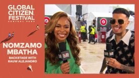 Nomzamo Mbatha chats to Rauw Alejandro backstage | Global Citizen Festival NYC 2024