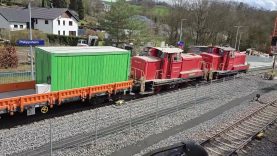 V60-Lokomotiven im Rangierbetrieb auf Doppeltraktion, Bahnhof Philippsheim 23. März 2025